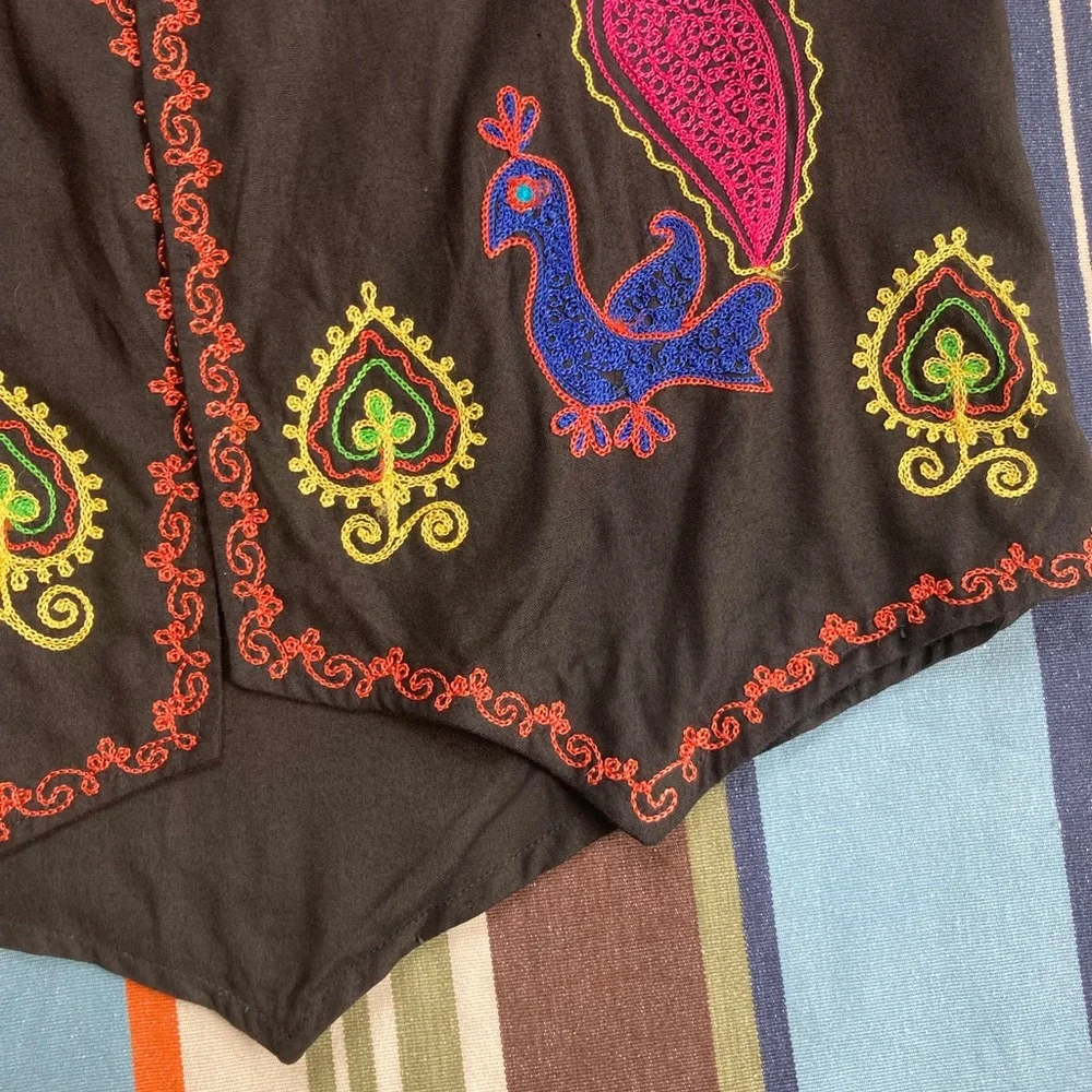 90s black embroidered boho vest small - Picture 10 of 12